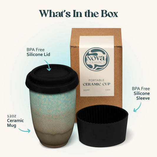 Aurora Ceramic Travel Cup 12oz | Modern Reusable Coffee Mug nc3