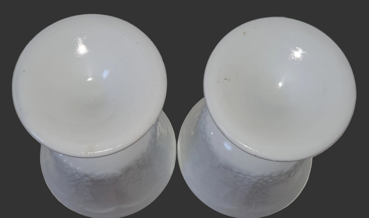 Vintage Milk Glass Indiana Glass Colony Harvest Grape Pattern Footed Water Goblets Set Of 2