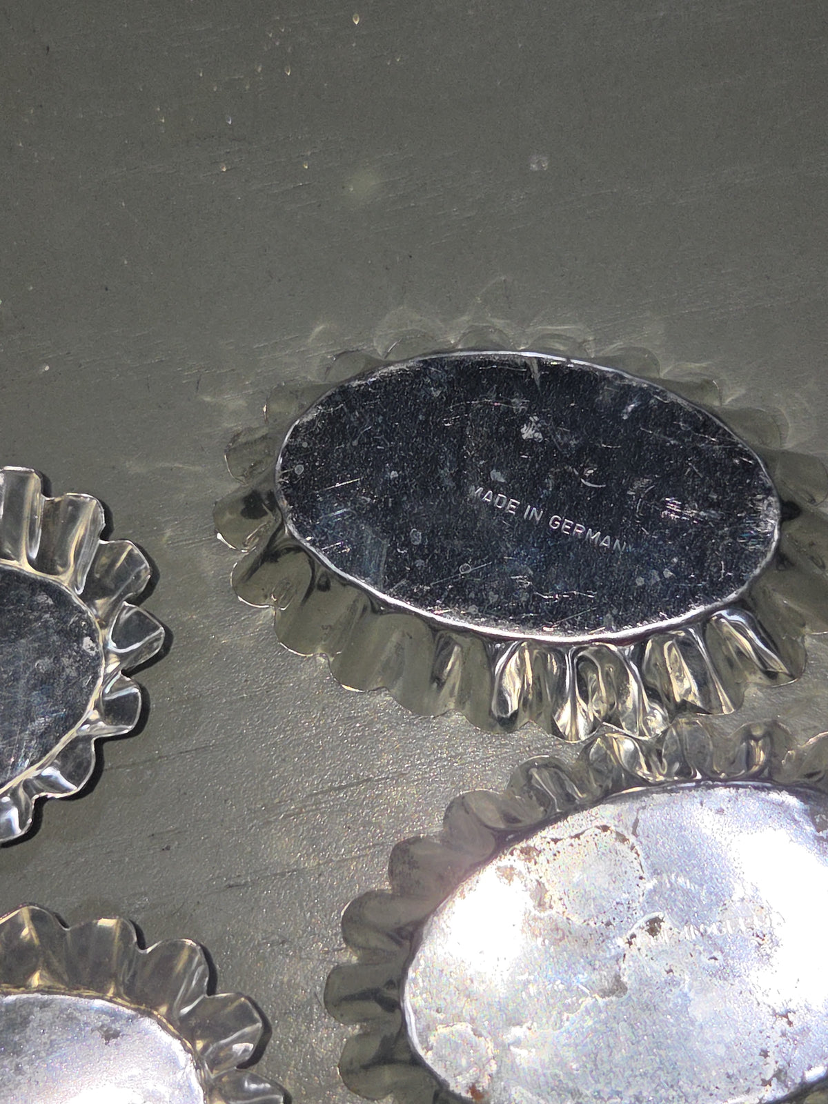 Vintage Small Oval Aluminum Fluted Tart Tin Baking Pans Made in Germany Set of 6