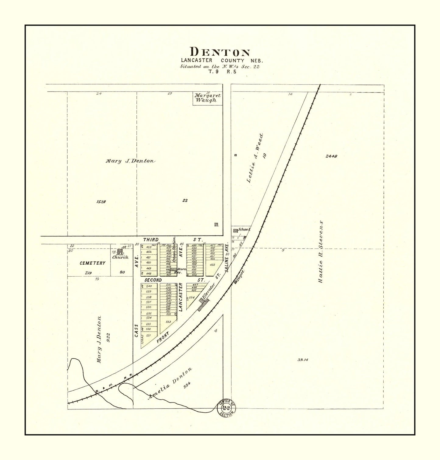 Vintage Map of Denton, Nebraska 1903 -Not available at Minden location-