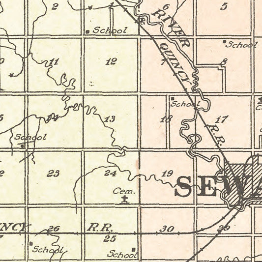 Vintage Map of Seward County, Nebraska 1908 -Not available at Minden location-
