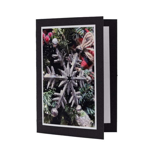 Blank Christmas Greeting Card | Multiple Designs | KJ Made Black Card With Snowflake Ornament