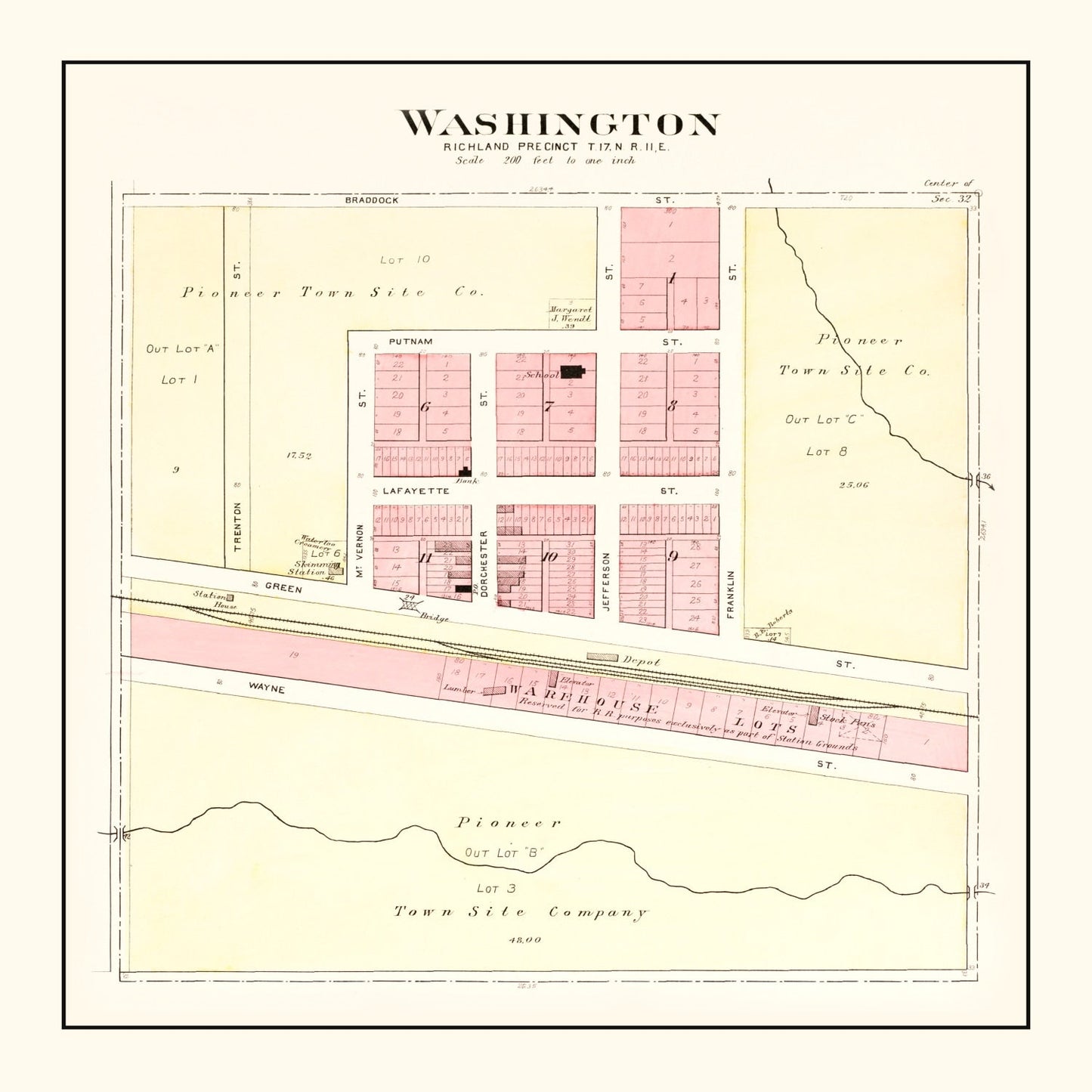 Vintage Map of Washington, Nebraska 1908 -Not available at Minden location-