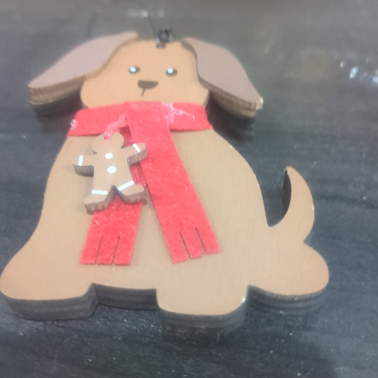 Dog With Gingerbread Scarf Ornament CLEARANCE