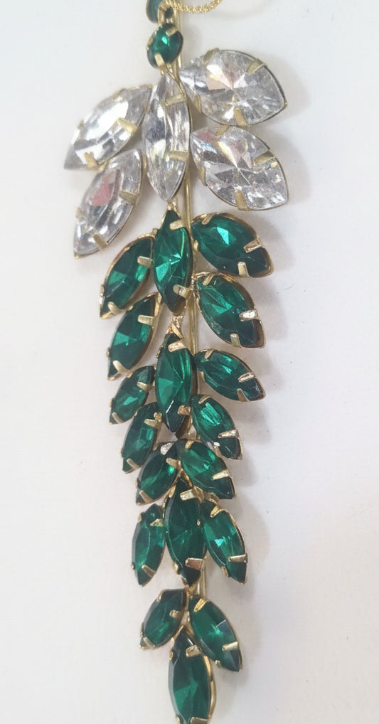 Jewled Ornament Acrylic Green and Clear jewels 5.25in jo3