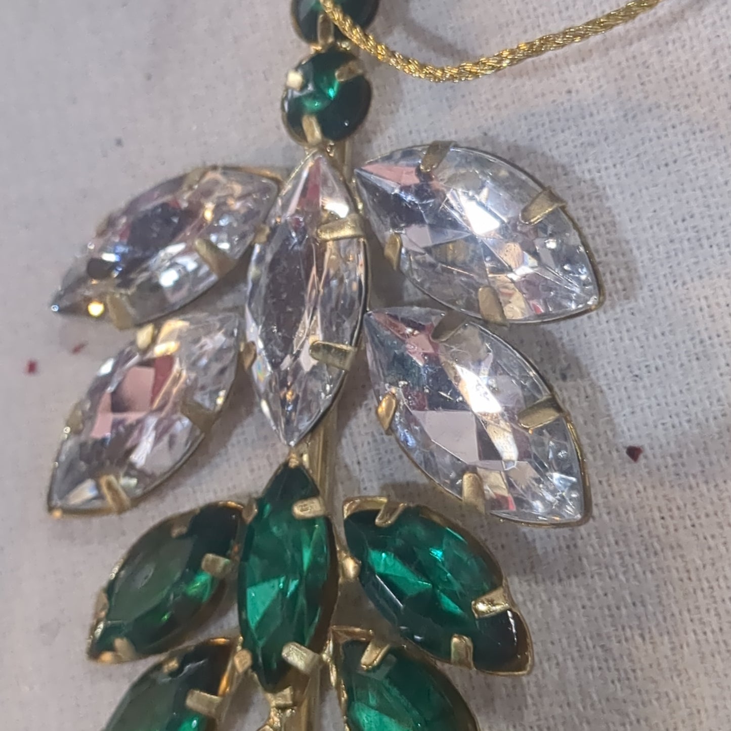 Acrylic green and clear jewel ornament, 5.25in