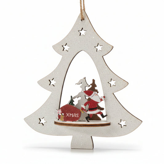 3D Wooden Santa in Forest Scene, 4.25in dw9