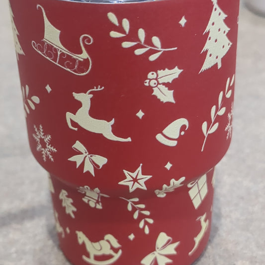 Shot Glass 3 oz Stainless Steel or Mini Tumbler for Dolls Red with Reindeer dated 2023 CLEARANCE sf13