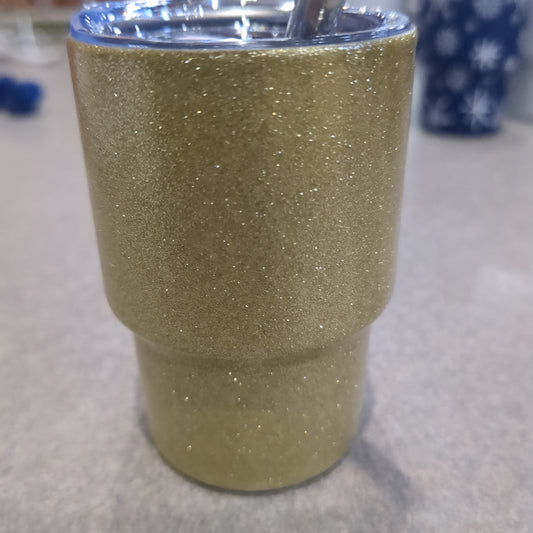 Shot Glass 3 oz Stainless Steel or Mini Tumbler for Dolls Gold Glitter dated 2023 CLEARANCE sg11
