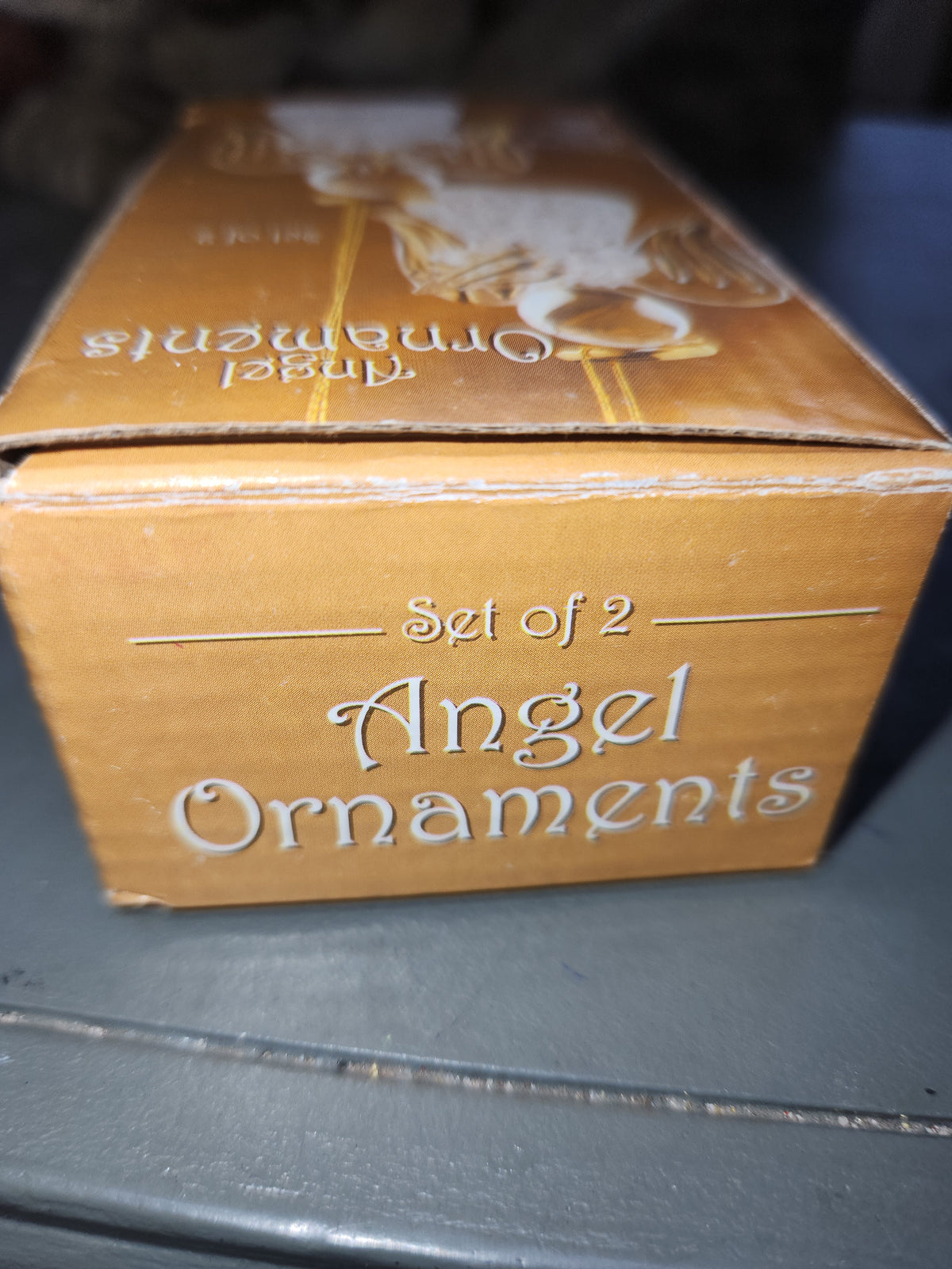 Vintage Giftco Glass Angel Ornaments Set of 2 Gold Accents NOS ang91