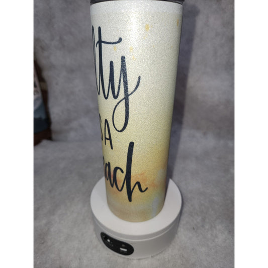 20 oz Stainless Steel Glitter Tumbler Salty As a Beach HAS FLAW