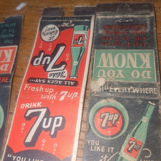 Vintage 7Up matchbook covers AS IS m41