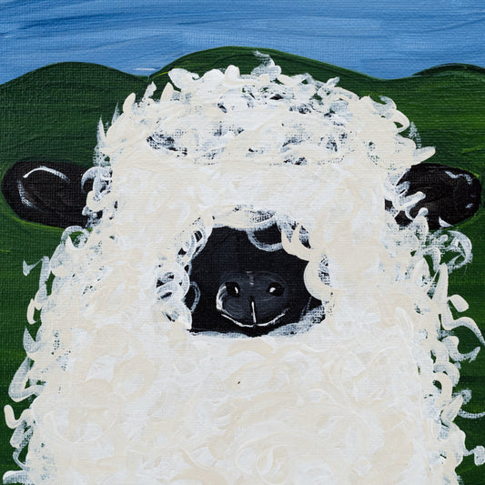 Normon The Sheep Canvas Painting | 8" x 8" | The Pained Attic