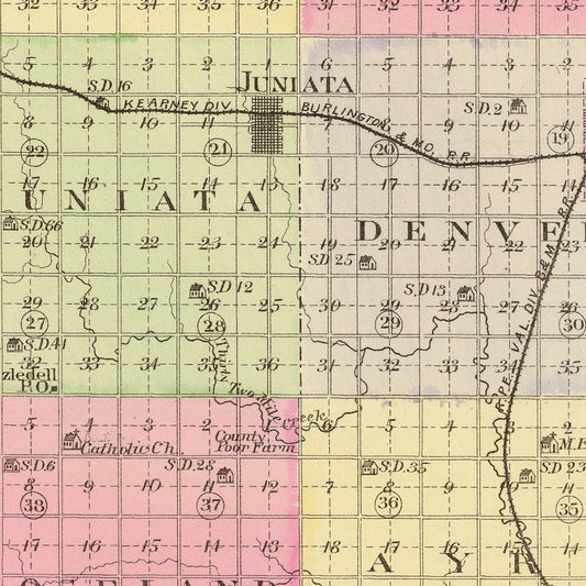 Vintage Map of Adams County, Nebraska 1885 -Not available at Minden location-