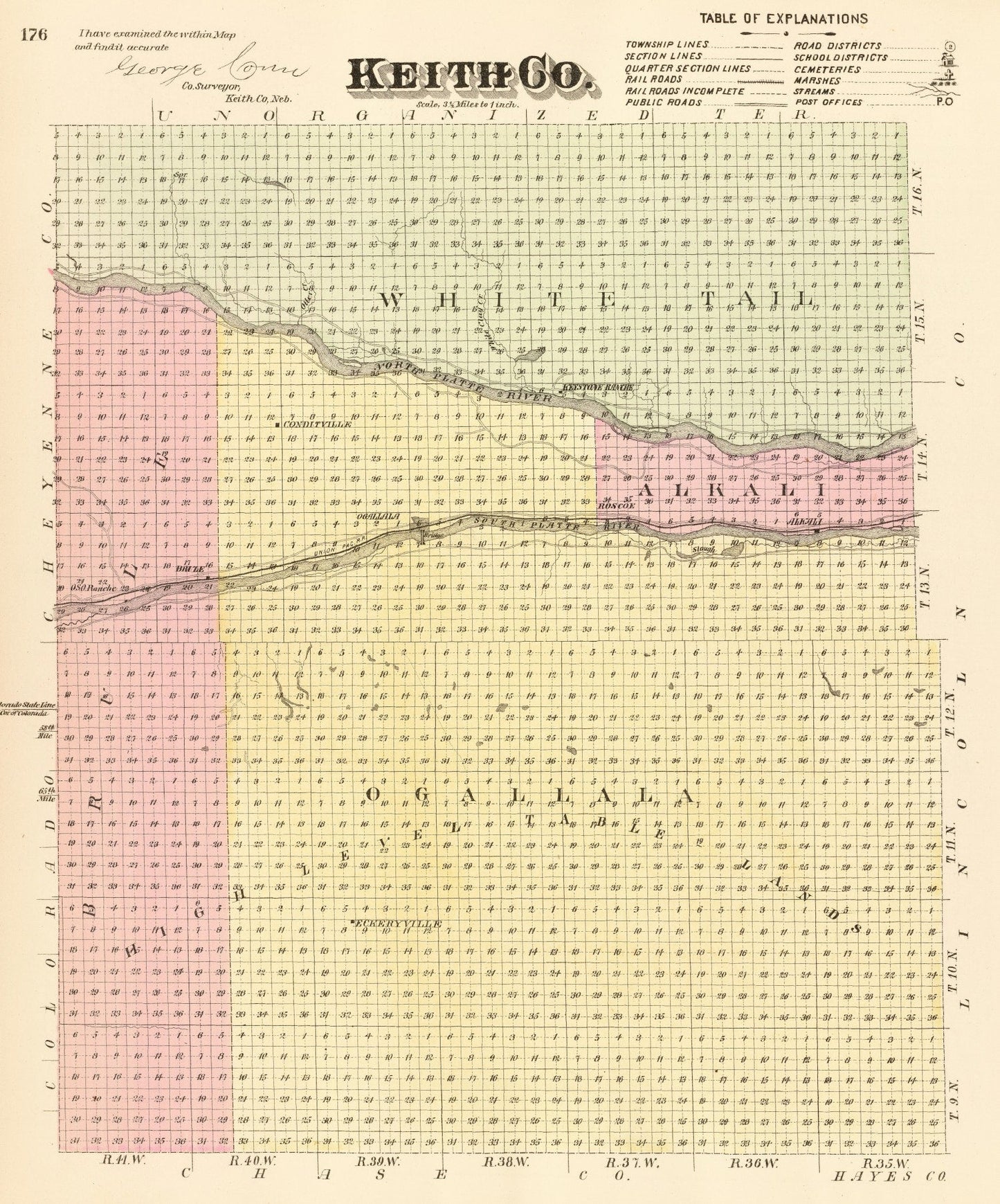 Vintage Map of Keith County, Nebraska 1885 -Not available at Minden location-