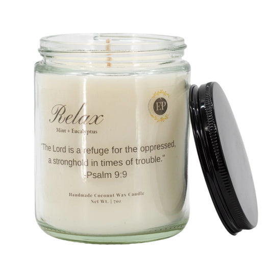 Relax Mint & Eucalyptus Scented Candle | 7 oz | Eternal Promises