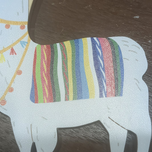Birch Wood Llama Ornament Recyled