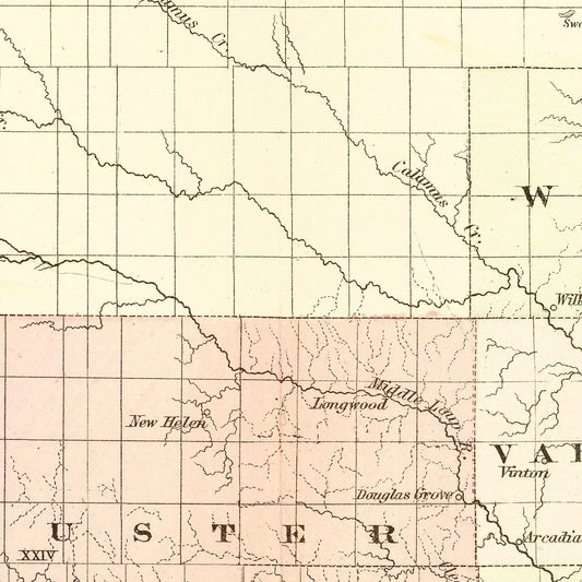 Vintage Map of Nebraska 1867 -Not available at Minden location-