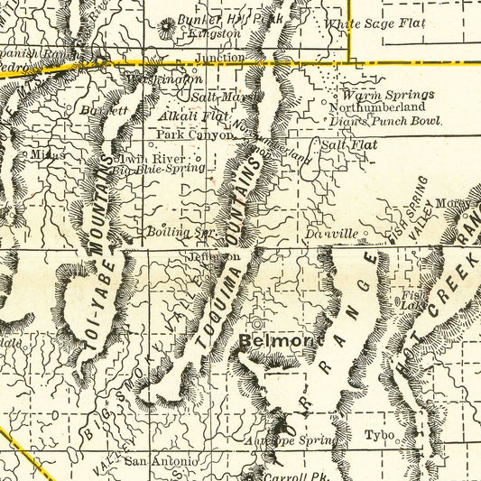 Vintage Railroad Map of Nebraska 1884 -Not available at Minden location-