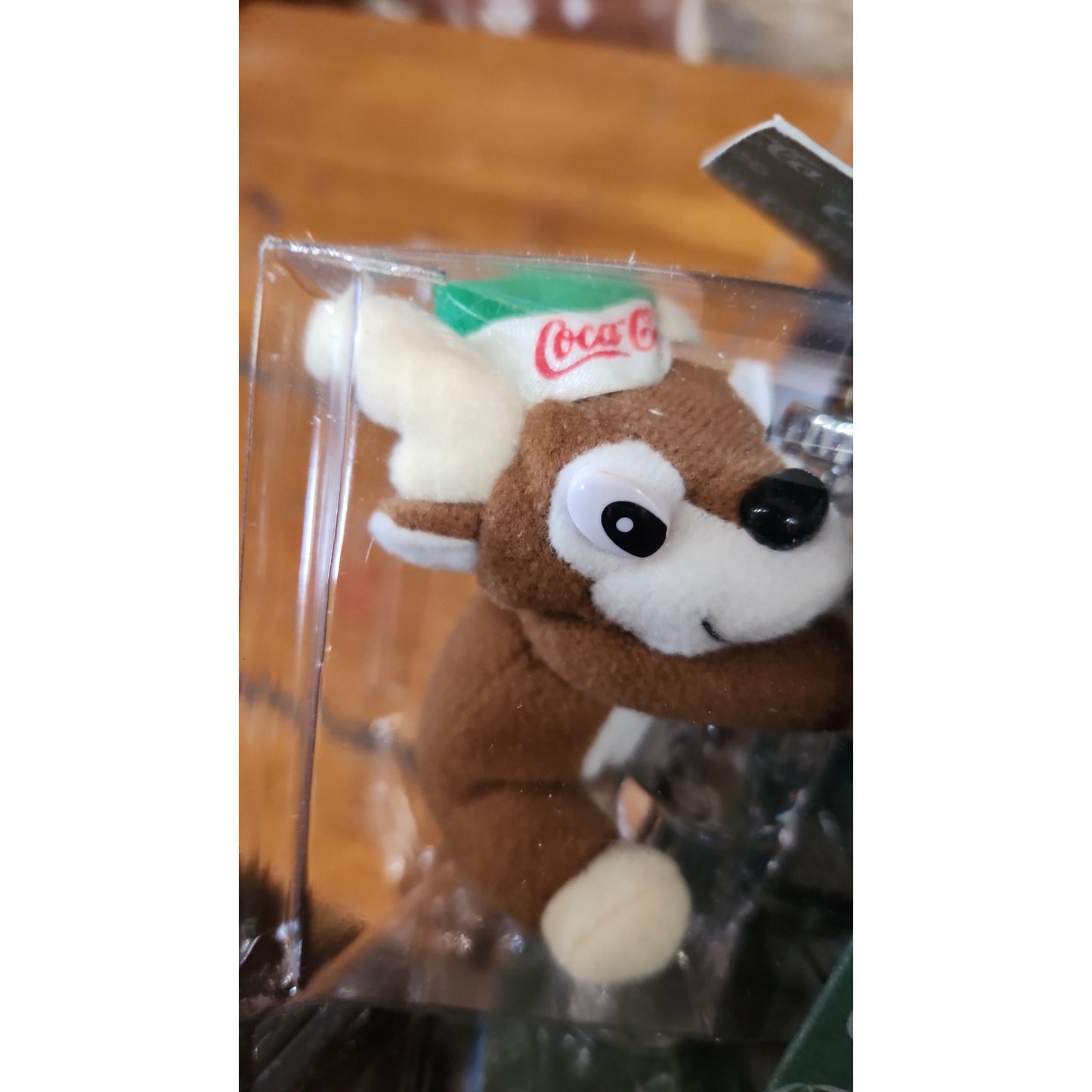 Vintage Coca-Cola Contour Bottle Collection Plush Brown Reindeer Christmas Ornament CC7