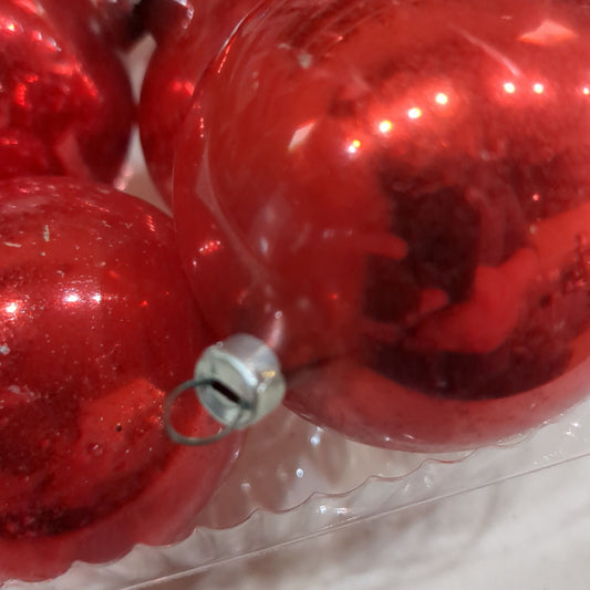 Vintage Red Glass Ornaments Set of 6 NO BOX