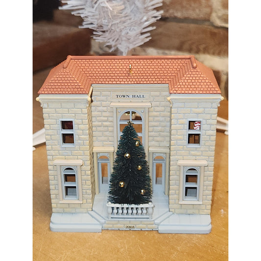 Vintage Hallmark Keepsake Ornamenet 1988 Town Hall and Mayor's Christmas Tree Special Anniversary Hallmark Nostalgic House & Shops Series