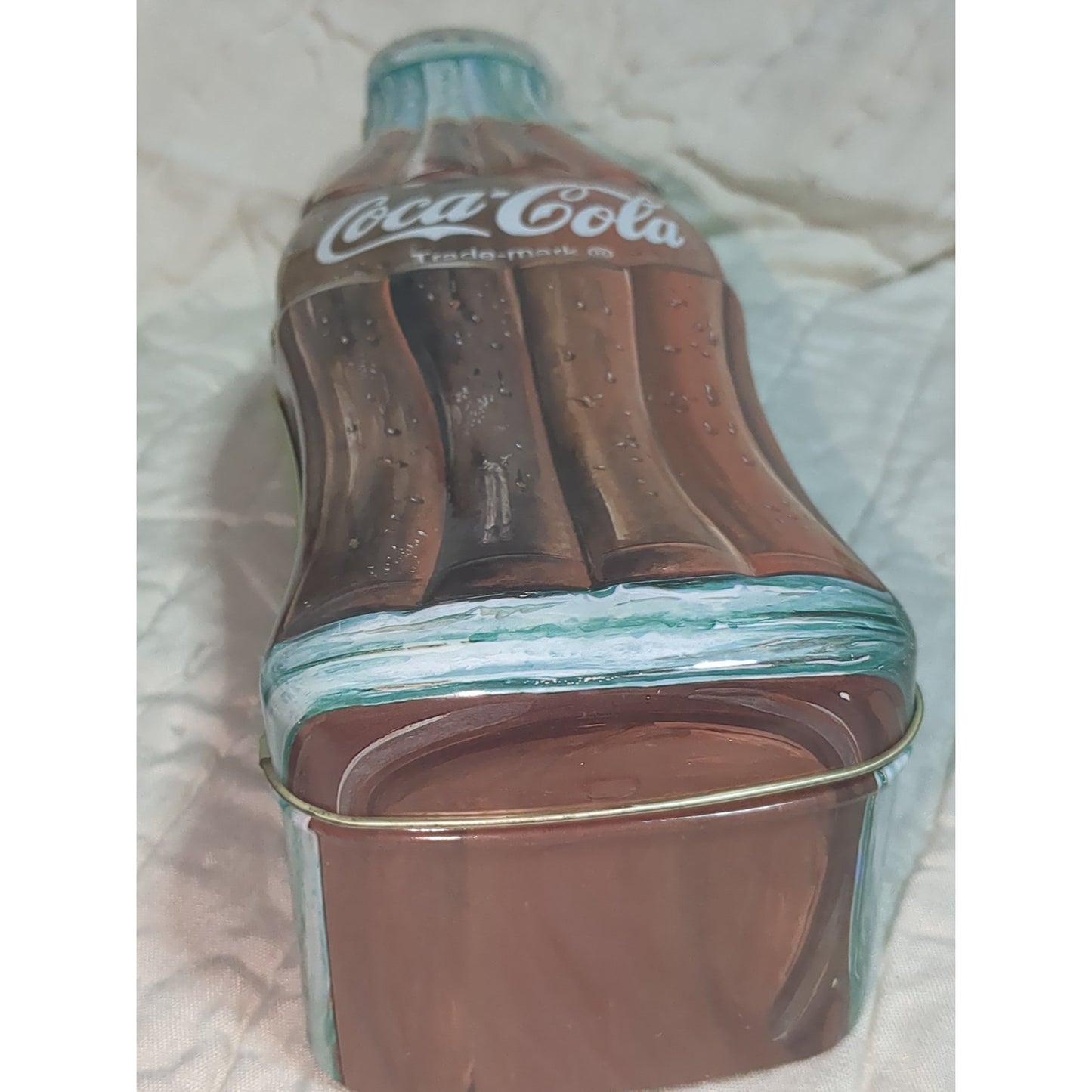 Vintage 1997 Coca-Cola Coke Bottle Hinged Lid Vintage Collectible Tin 13" cct8
