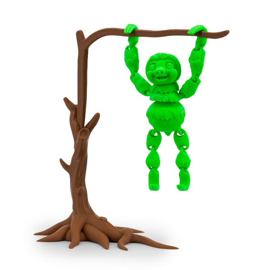 3D Printed Sloth Fidget With Tree Props | Multiple Colors | Black Sheep Products LLC