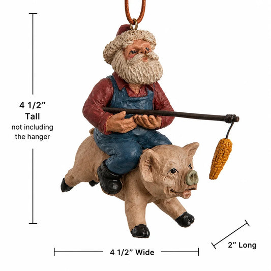 Santa With Pig Ornament | Bert Anderson Collection