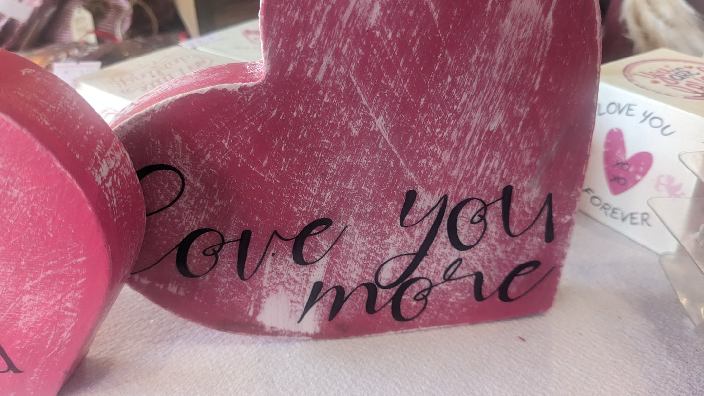 Two-piece heart sign love you Love you more hot pink