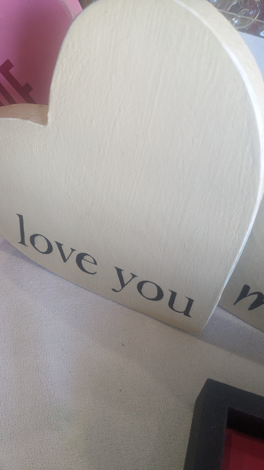 Two-piece heart Valentine's Day sign love you Love you more