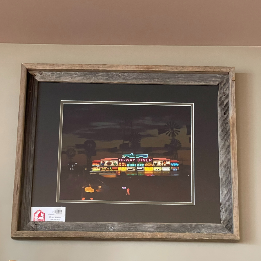 Highway Diner Neon Dusk | Wood Frame 23 x 19 | Kenn Stobbe