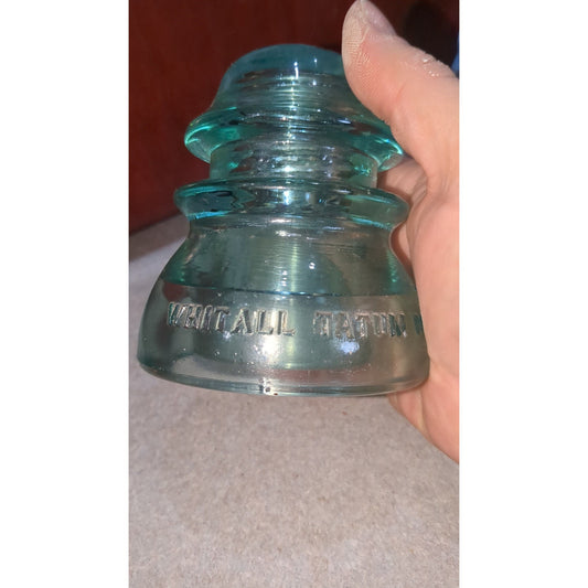 Vintage Insulator Whitall Tatum Co #1 Teal Blue Glass wh7
