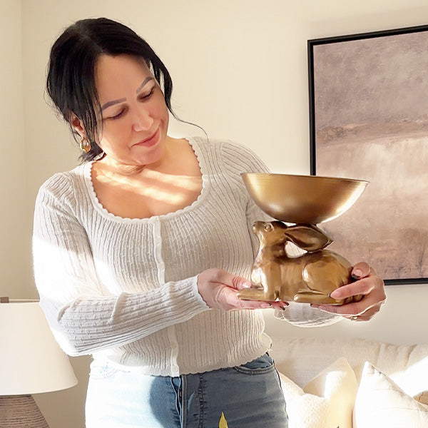 Gold Bunny with Bowl | Brilliant Centerpiece Collection