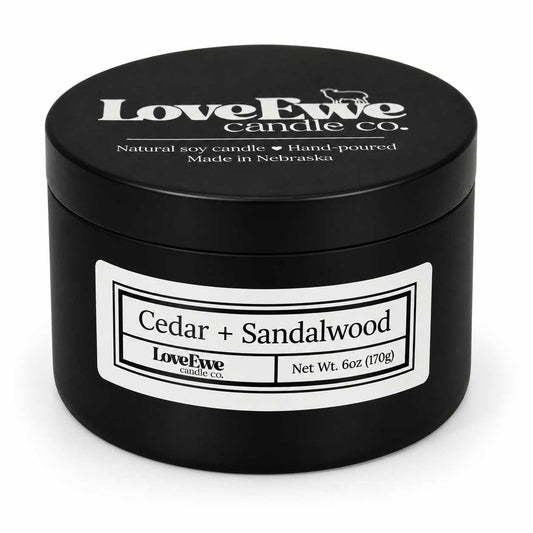 Cedar + Sandalwood Scented Candle | 6 oz | Love Ewe Candle Company