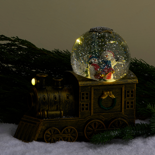 LED Train Musical Snow Globe w/Snowmen