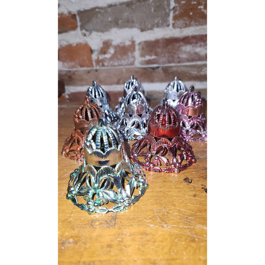 Vintage Bradford Plastic Filigree Bell Christmas Ornaments -Lot of 8 1950s MCM