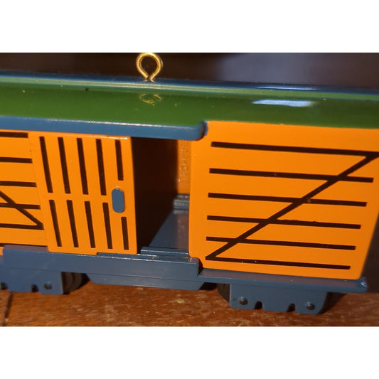 Vintage Hallmark Christmas Ornament Skyline Stock Train Car cast metal 1992