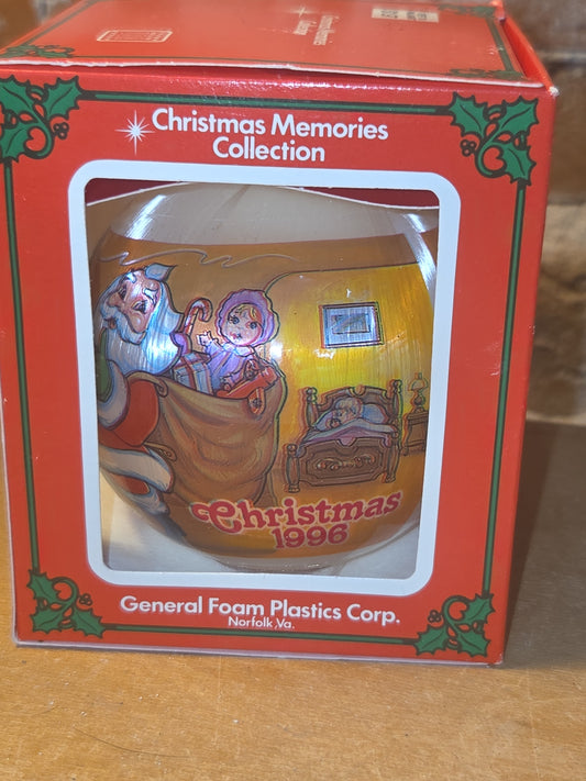 Vintage Satin Christmas Ornament Santa Tree Bag of Toys 1996