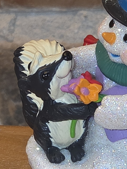 Vintage Hallmark Keepsake Ornament Skunk and Snowman #9 of the Snow Buddies Series 2006