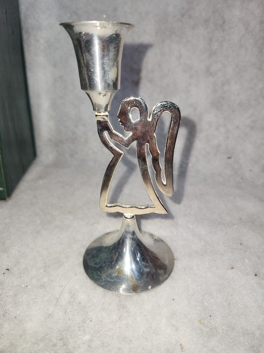Vintage International Silver Co. Silverplated Set of 3 Praying Angel Candlesticks