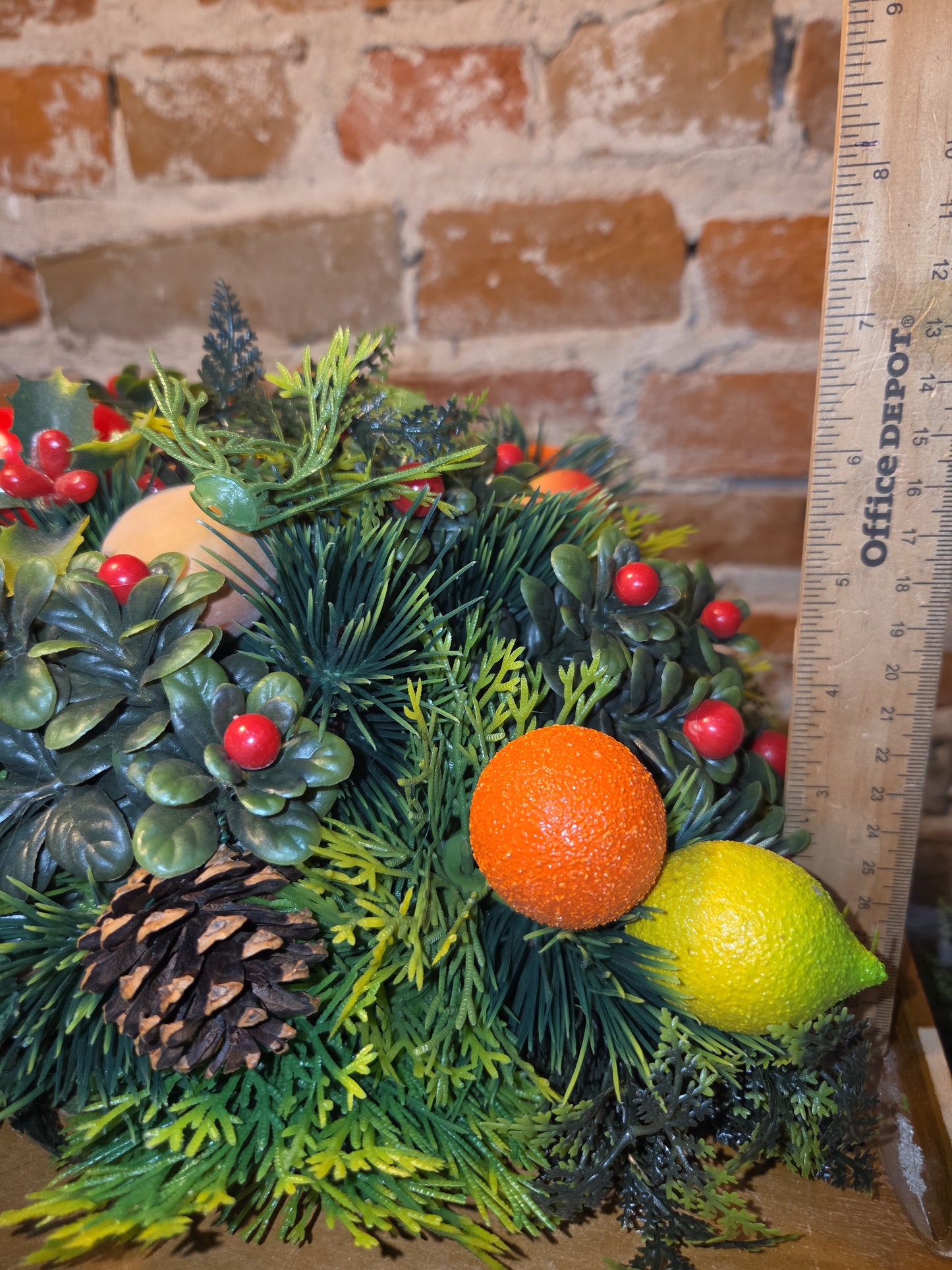Vintage Plastic Greenery and Plastic Fruit for Christmas Arrangements
