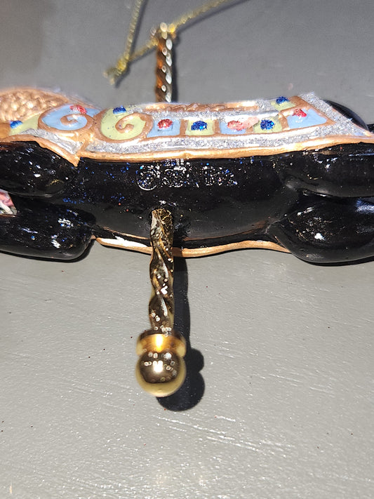 4" Resin Carousel Ornament Black Armored Horse co3