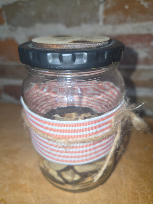 Date Night Jar Pick an Activity with Red Stripped Ribbon and Twine dnj5