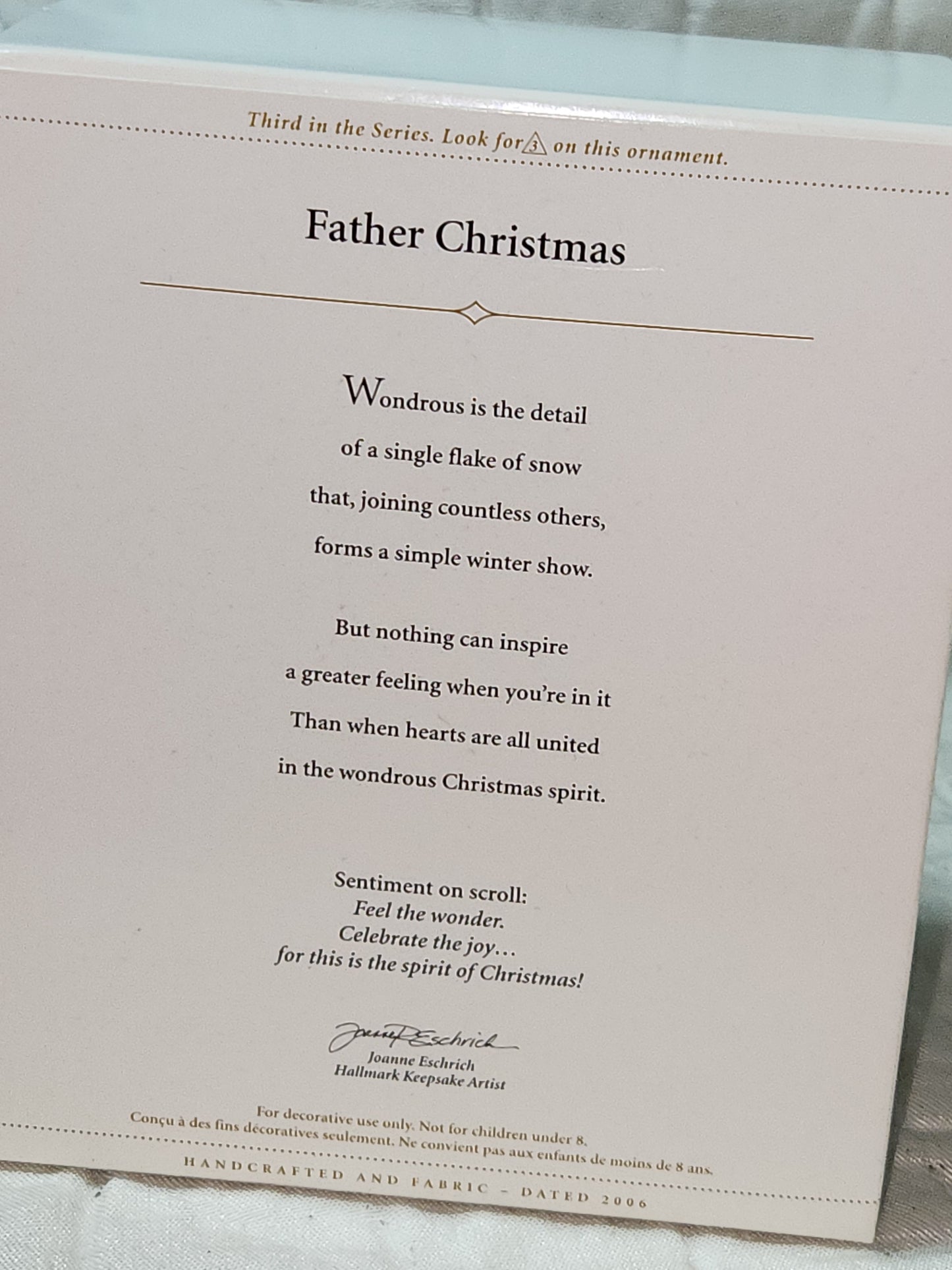 Vintage Hallmark Keepsake Ornament Father Christmas Collectors 3rd in series 2006