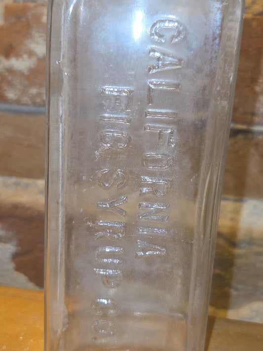 Vintage Food Bottle California Fig Syrup Clear Glass AS IS Cloudy vfb30
