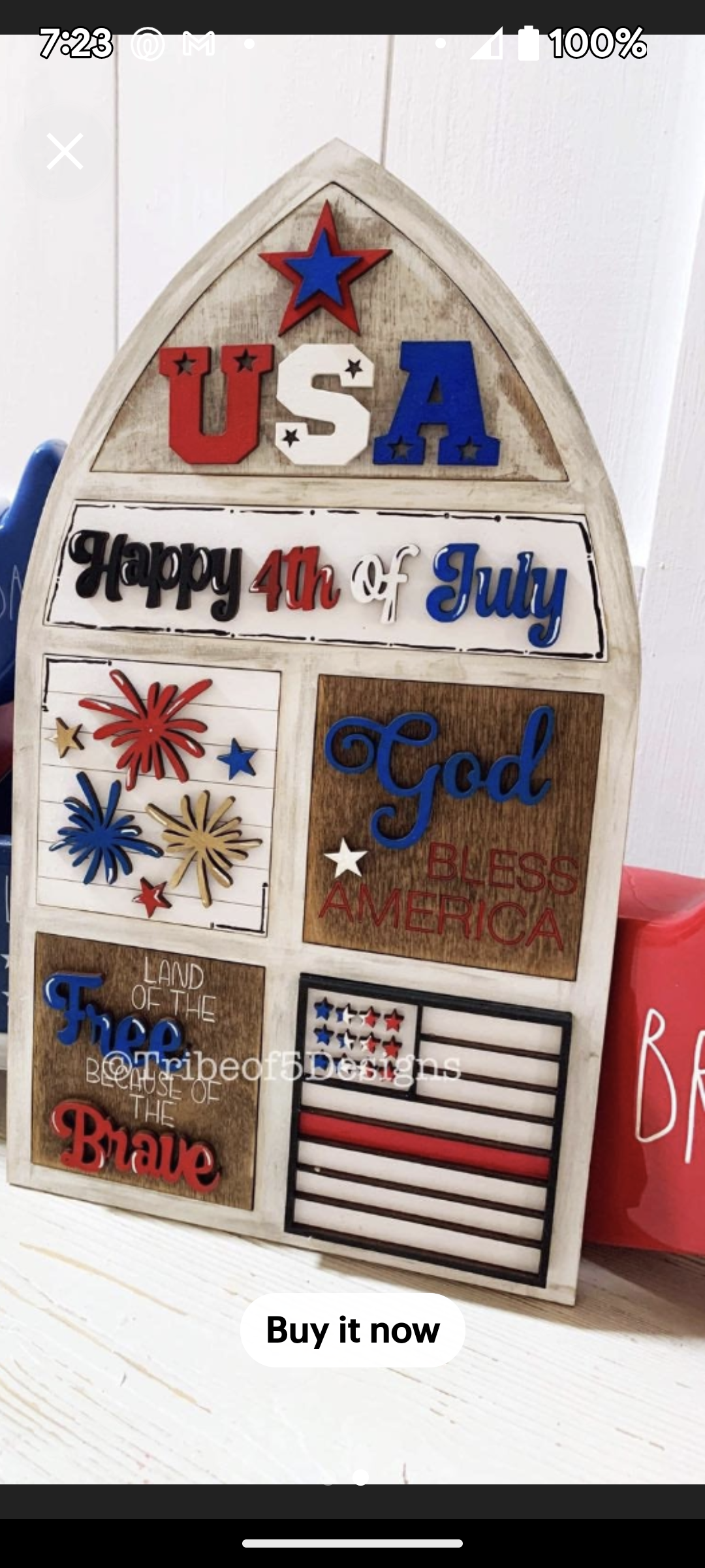 4th of July Kit Interchangeable Arch or Rectangle frame FRAME SOLD SEPARATELY
