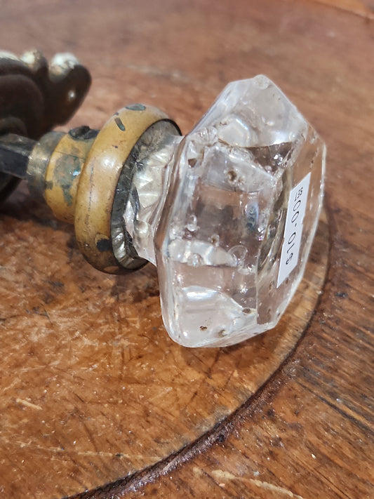 Antique UNMATCHING Glass and Metal Door Knobs attached to a stem kn21