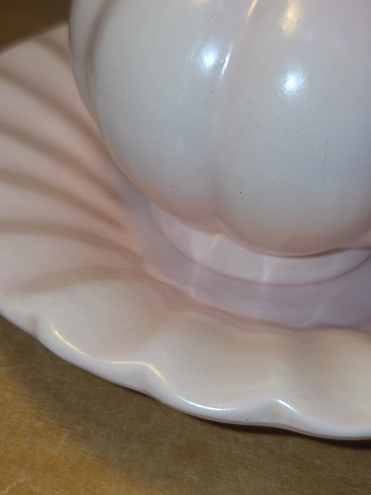 Vintage Ceramic Bisque Pitcher and Bowl 6" Tall Light Pink vp1