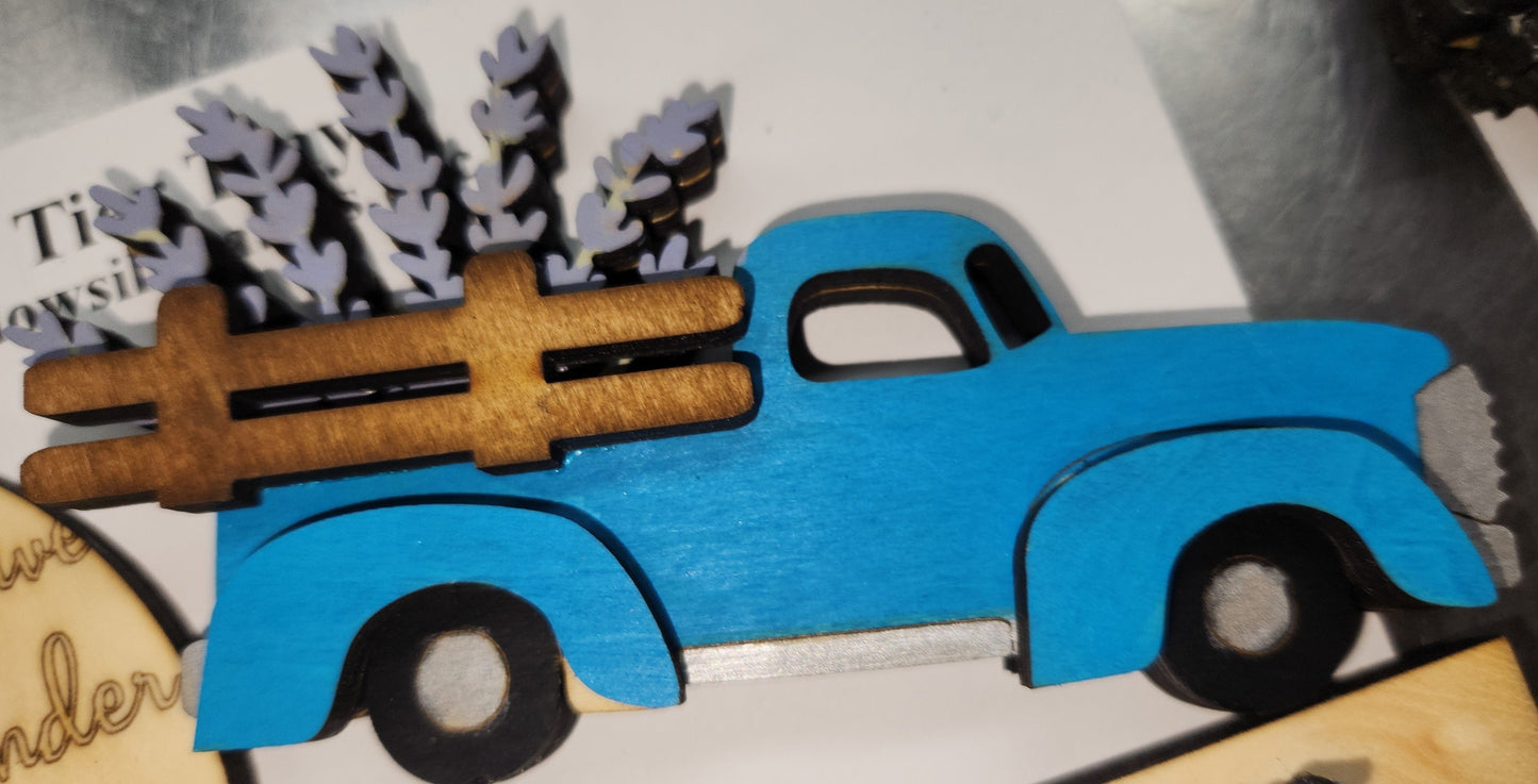 Tier Tray Decorations Handcrafted Lavender Fresh Cut Lavender Lavender Market Blue Truck ttl2